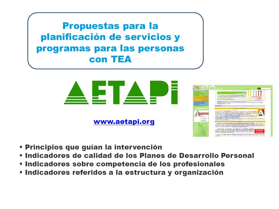 Propuestas para la planificación de servicios y programas para las personas con TEA
