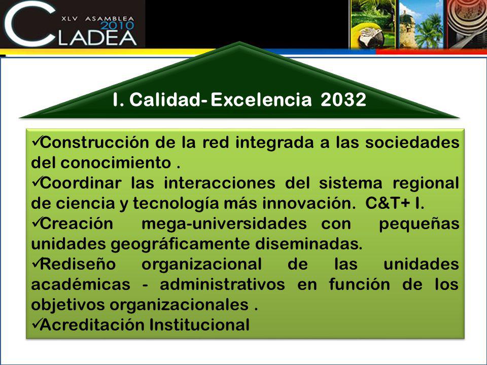I. Calidad- Excelencia 2032 Construcción de la red integrada a las sociedades del conocimiento .