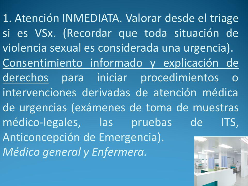 1. Atención INMEDIATA. Valorar desde el triage si es VSx