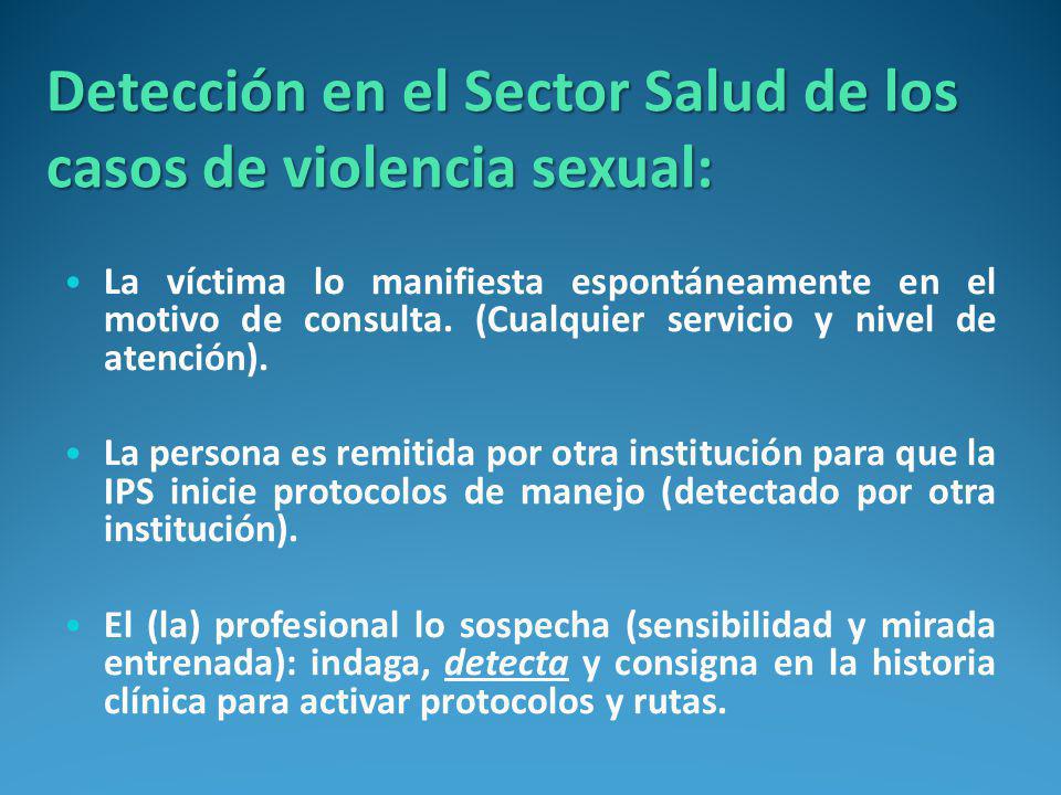 Detección en el Sector Salud de los casos de violencia sexual: