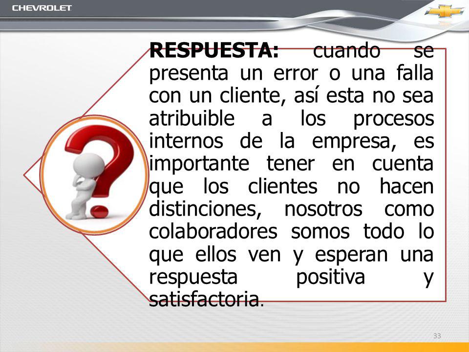 RESPUESTA: cuando se presenta un error o una falla con un cliente, así esta no sea atribuible a los procesos internos de la empresa, es importante tener en cuenta que los clientes no hacen distinciones, nosotros como colaboradores somos todo lo que ellos ven y esperan una respuesta positiva y satisfactoria.