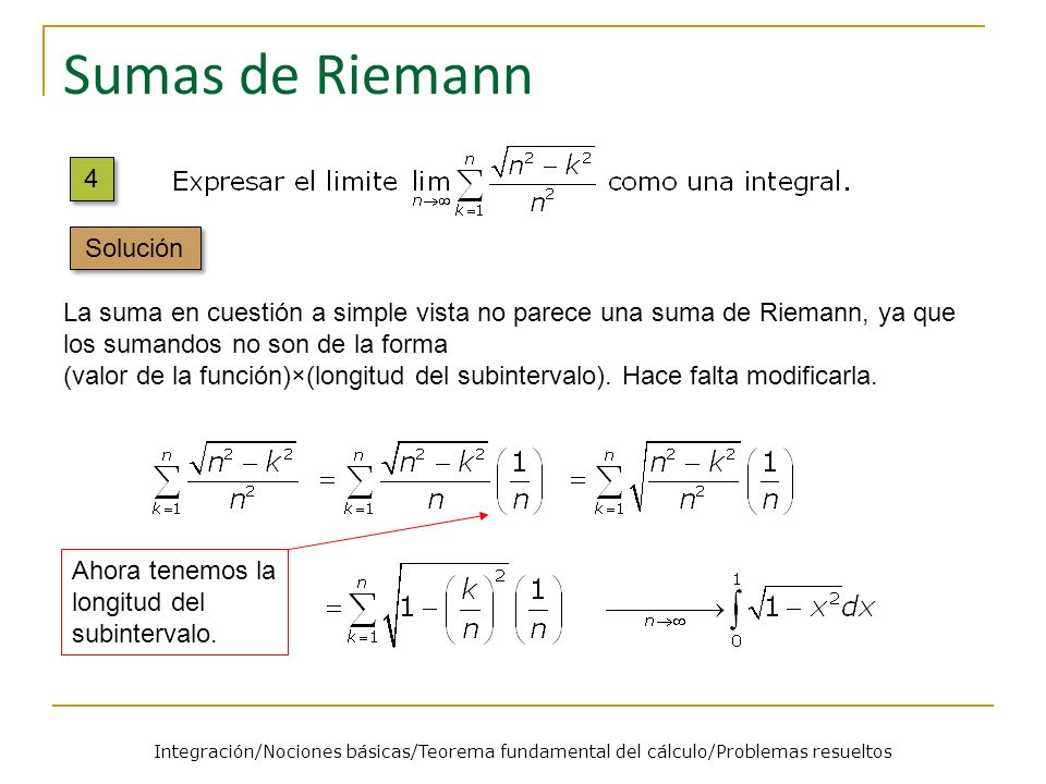 Sumas de Riemann 4 Solución