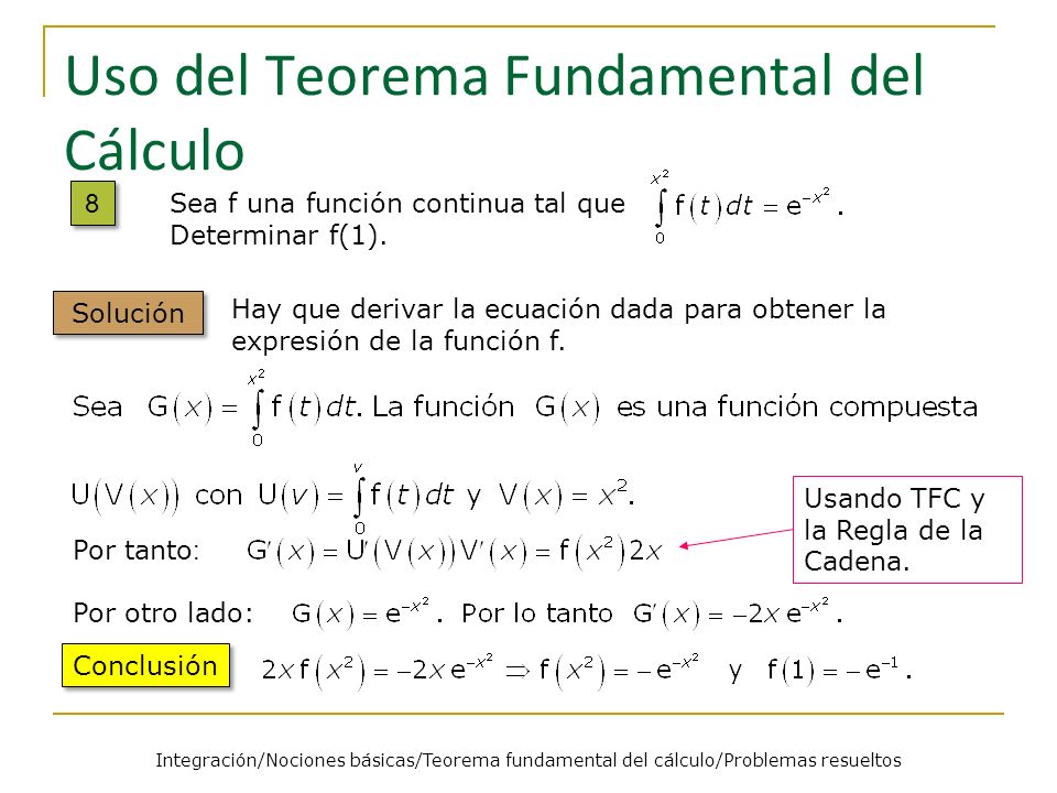 Uso del Teorema Fundamental del Cálculo