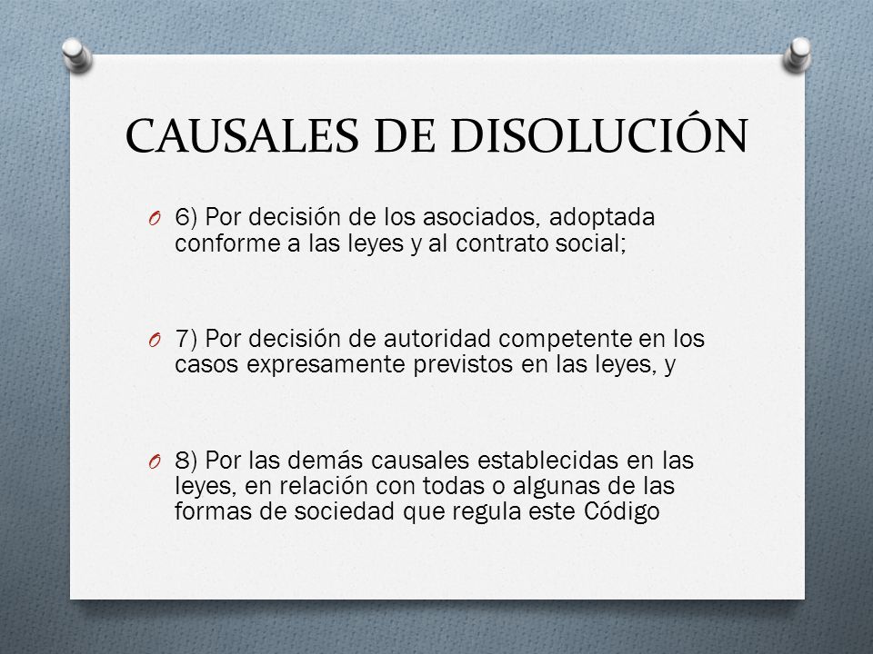 CAUSALES DE DISOLUCIÓN