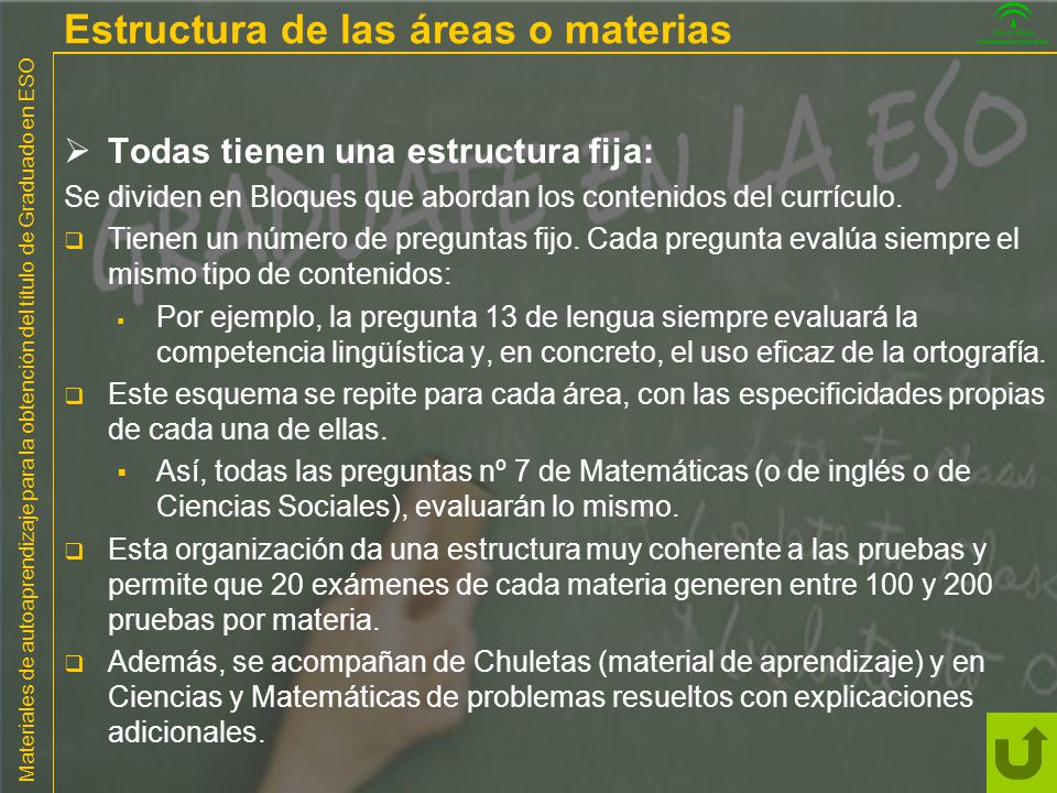 Estructura de las áreas o materias