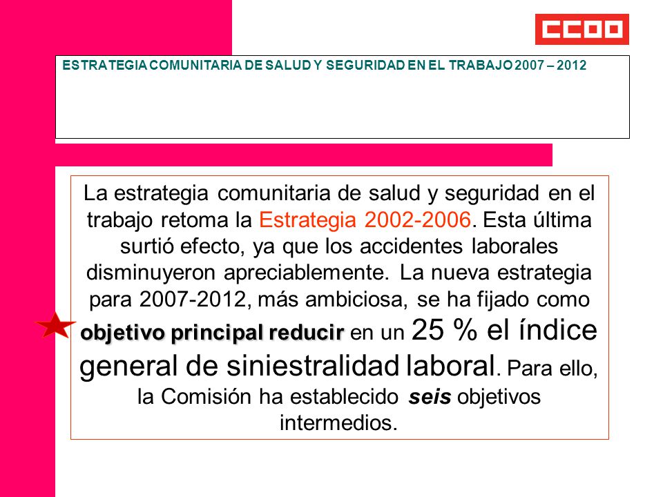 ESTRATEGIA COMUNITARIA DE SALUD Y SEGURIDAD EN EL TRABAJO 2007 – 2012