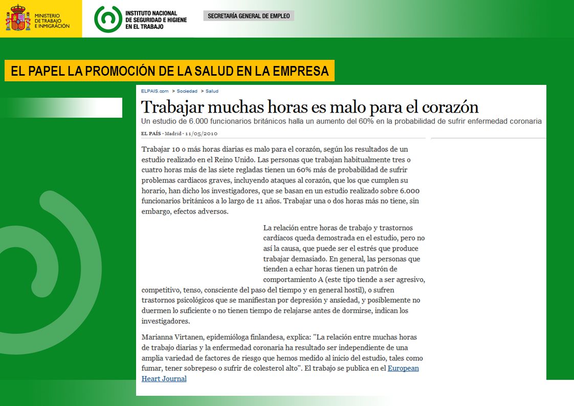 EL PAPEL LA PROMOCIÓN DE LA SALUD EN LA EMPRESA