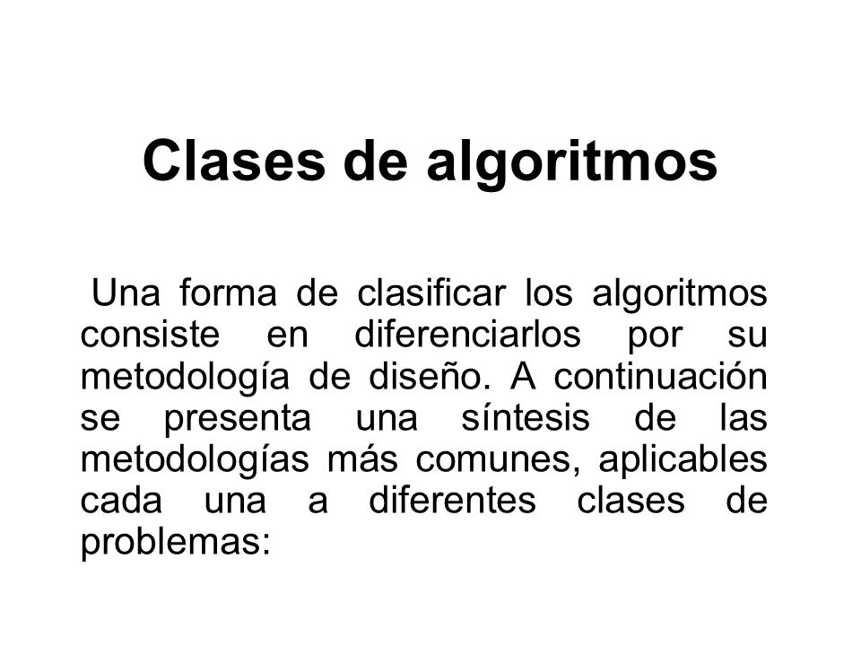 Clases de algoritmos