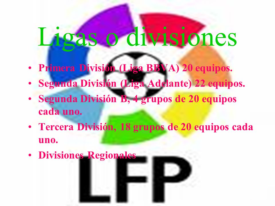 Ligas o divisiones Primera División (Liga BBVA) 20 equipos.