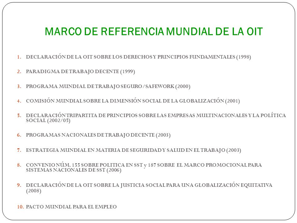 MARCO DE REFERENCIA MUNDIAL DE LA OIT