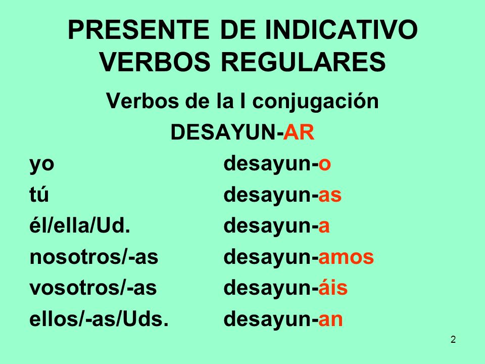 PRESENTE DE INDICATIVO VERBOS REGULARES