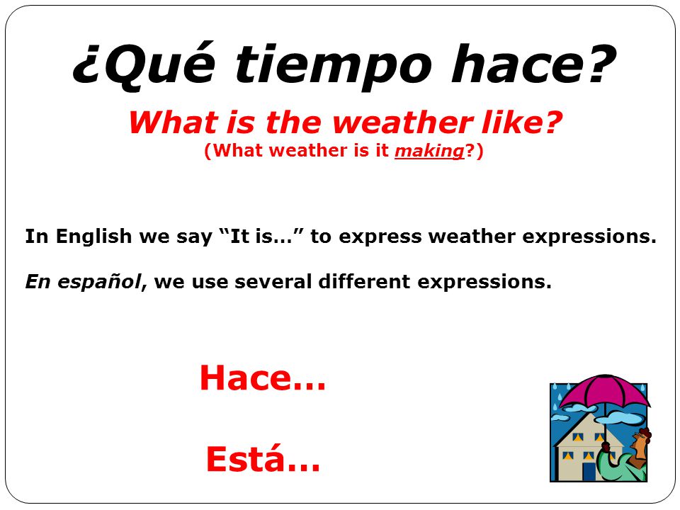 What is the weather like (What weather is it making )