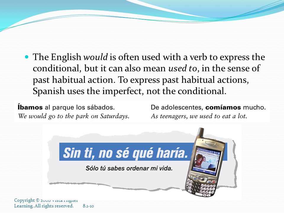 The English would is often used with a verb to express the conditional, but it can also mean used to, in the sense of past habitual action. To express past habitual actions, Spanish uses the imperfect, not the conditional.