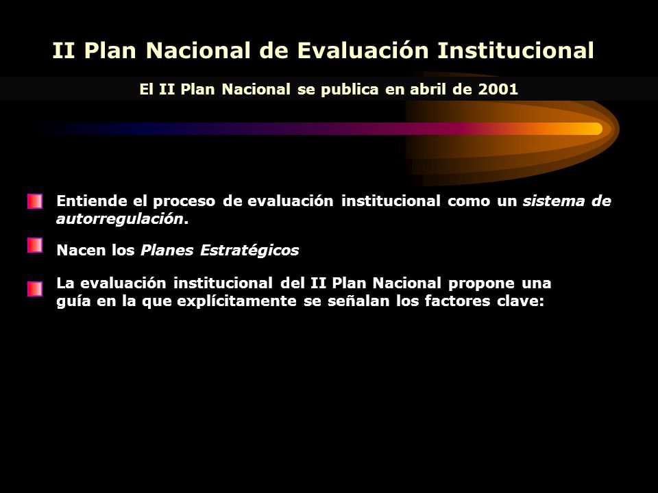 II Plan Nacional de Evaluación Institucional