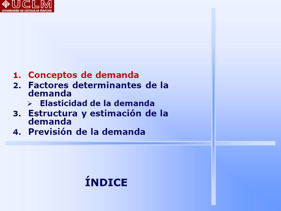 ÍNDICE Conceptos de demanda Factores determinantes de la demanda