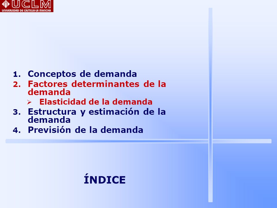 ÍNDICE Conceptos de demanda Factores determinantes de la demanda