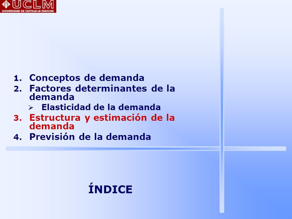 ÍNDICE Conceptos de demanda Factores determinantes de la demanda
