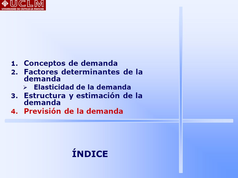 ÍNDICE Conceptos de demanda Factores determinantes de la demanda