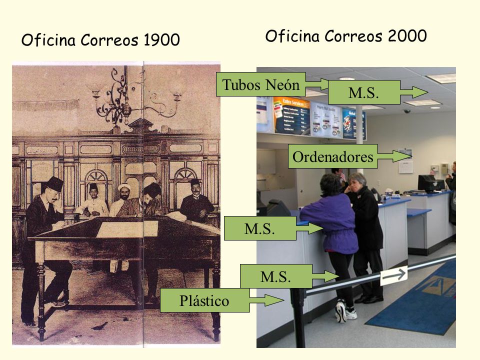 Oficina Correos 2000 Oficina Correos 1900 Tubos Neón M.S. Ordenadores M.S. M.S. Plástico