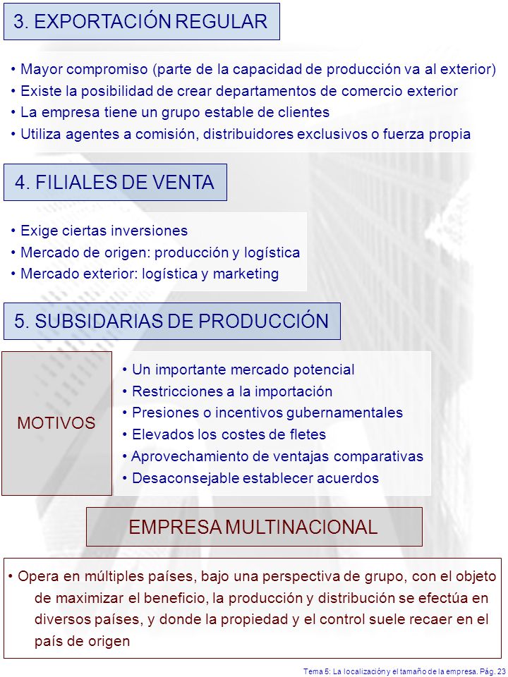 5. SUBSIDARIAS DE PRODUCCIÓN