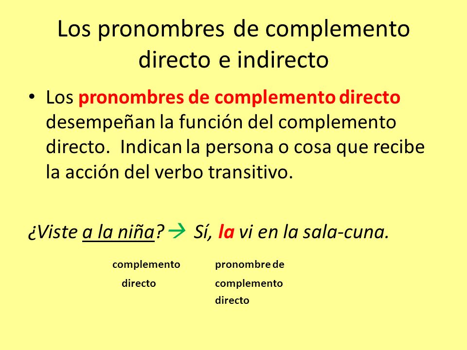 Los pronombres de complemento directo e indirecto