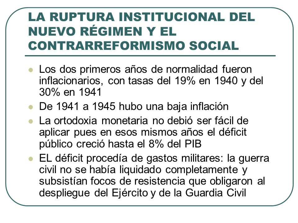 LA RUPTURA INSTITUCIONAL DEL NUEVO RÉGIMEN Y EL CONTRARREFORMISMO SOCIAL