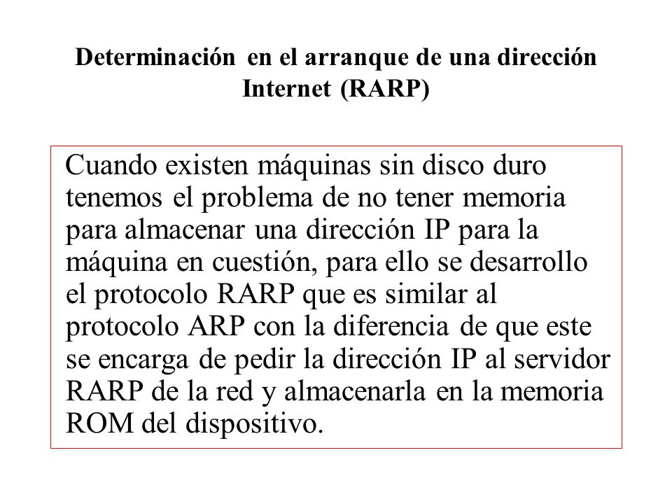 Determinación en el arranque de una dirección Internet (RARP)