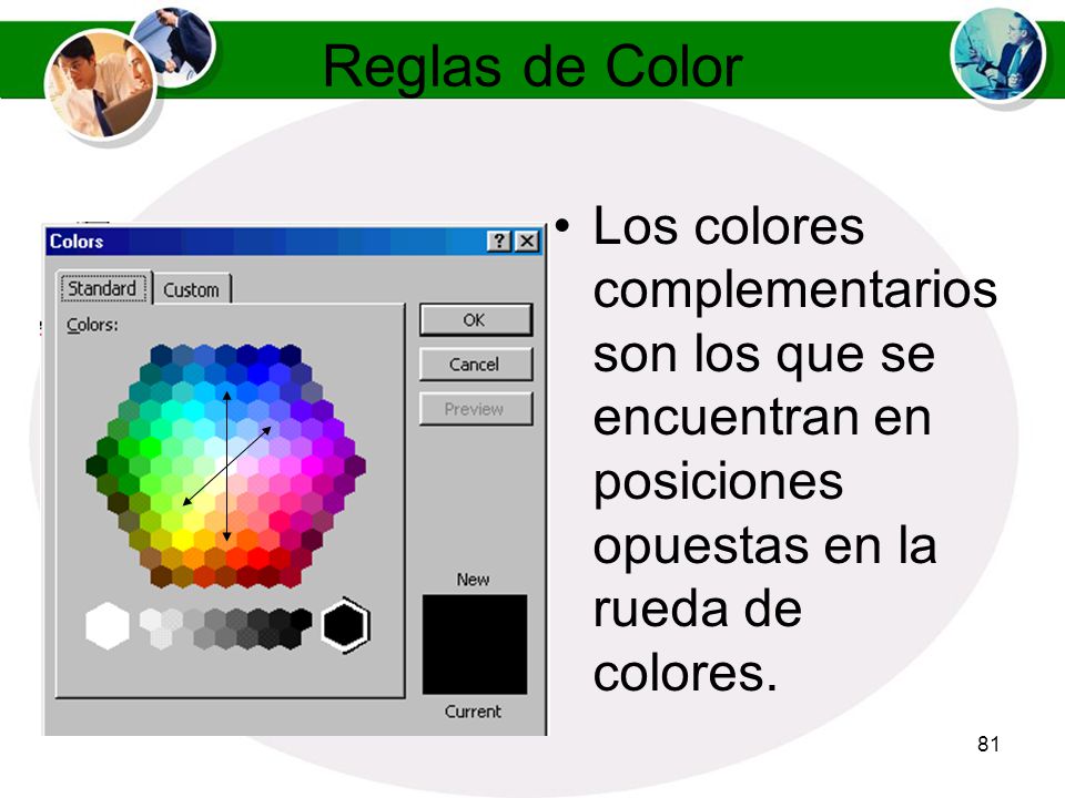 Reglas de Color Los colores complementarios son los que se encuentran en posiciones opuestas en la rueda de colores.