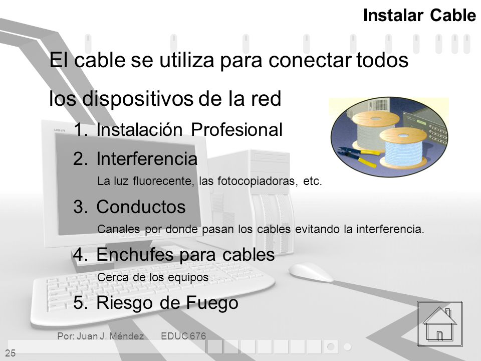 El cable se utiliza para conectar todos los dispositivos de la red