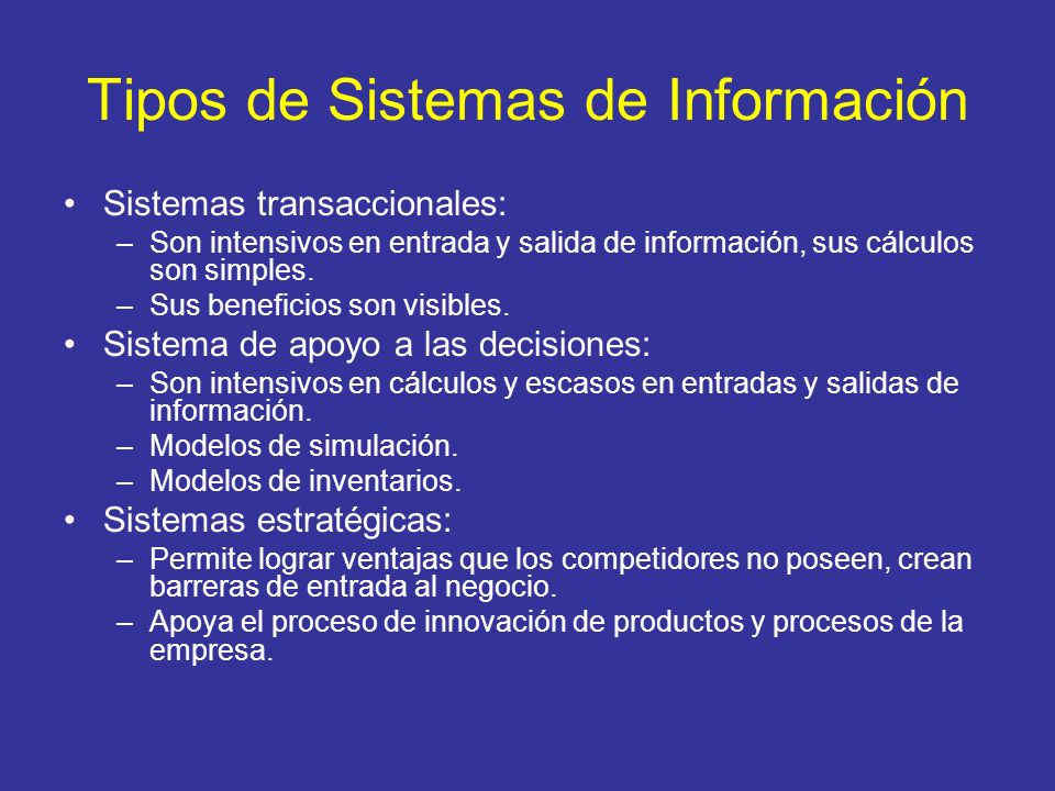 Tipos de Sistemas de Información