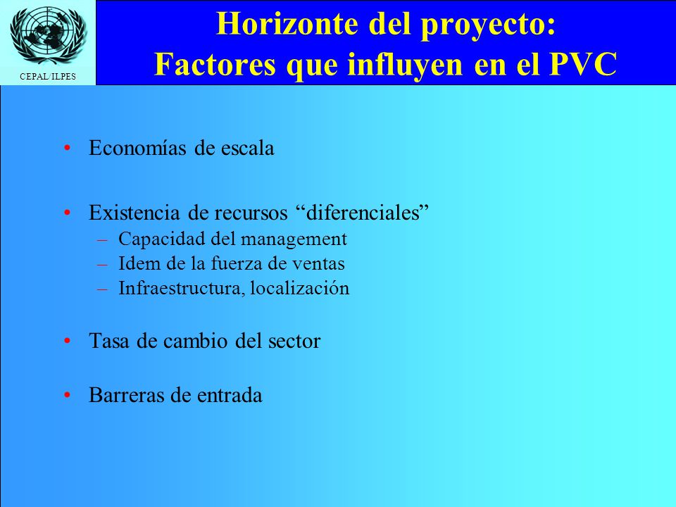Horizonte del proyecto: Factores que influyen en el PVC