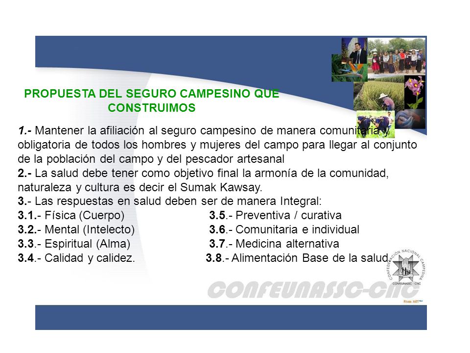 PROPUESTA DEL SEGURO CAMPESINO QUE CONSTRUIMOS