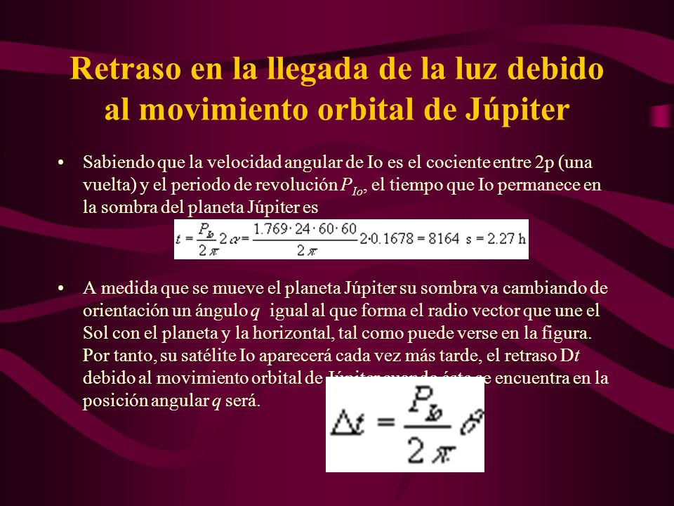 Retraso en la llegada de la luz debido al movimiento orbital de Júpiter