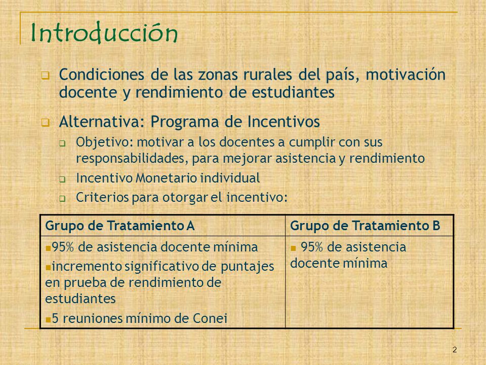 Introducción Condiciones de las zonas rurales del país, motivación docente y rendimiento de estudiantes.