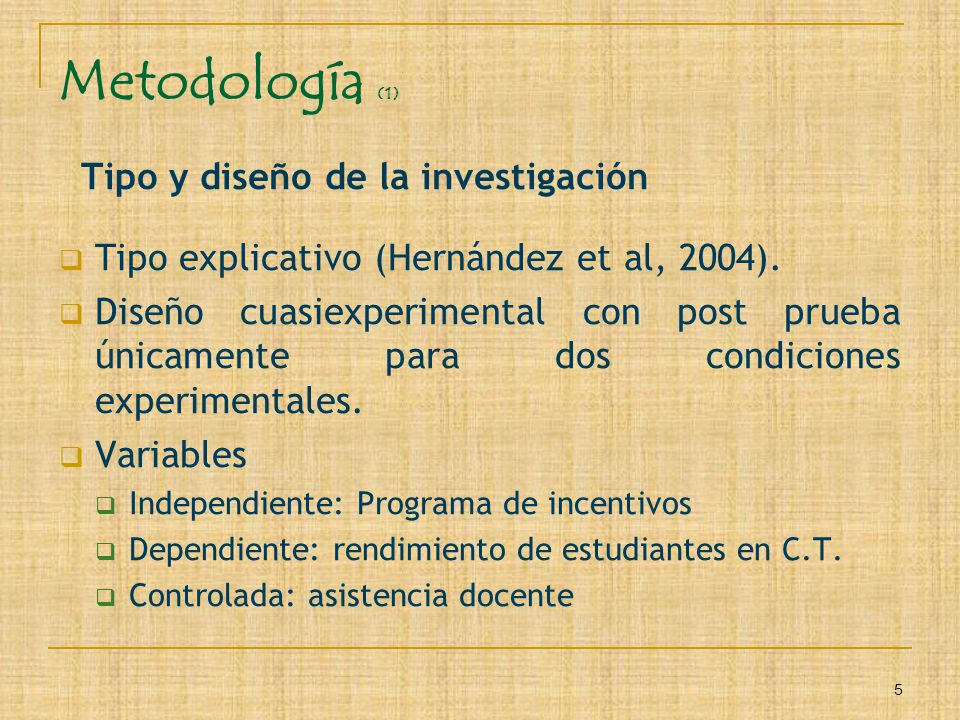 Metodología (1) Tipo y diseño de la investigación