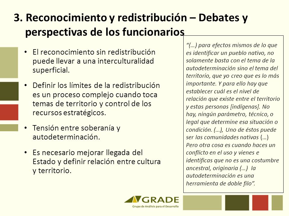 3. Reconocimiento y redistribución – Debates y perspectivas de los funcionarios