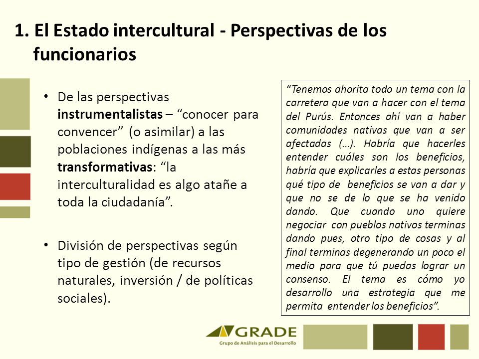 1. El Estado intercultural - Perspectivas de los funcionarios