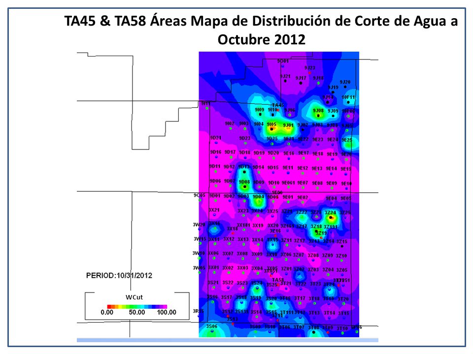 TA45 & TA58 Áreas Mapa de Distribución de Corte de Agua a Octubre 2012