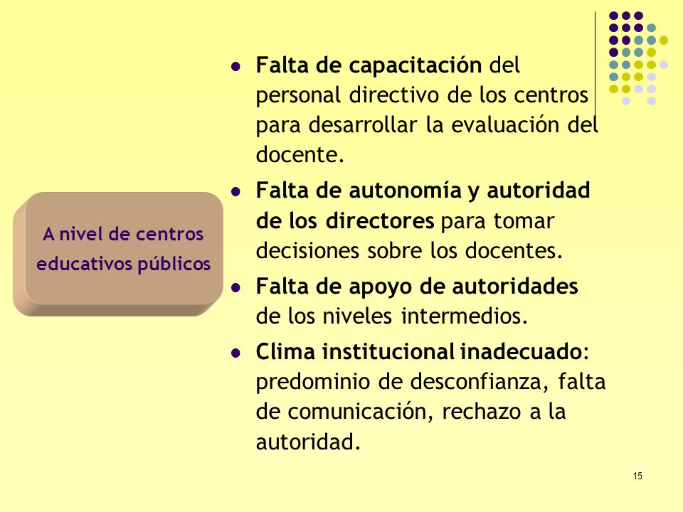 Falta de apoyo de autoridades de los niveles intermedios.