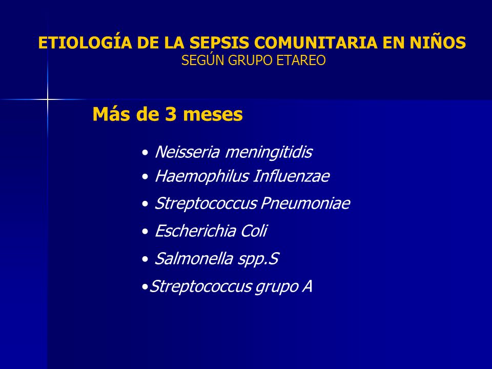 Más de 3 meses ETIOLOGÍA DE LA SEPSIS COMUNITARIA EN NIÑOS