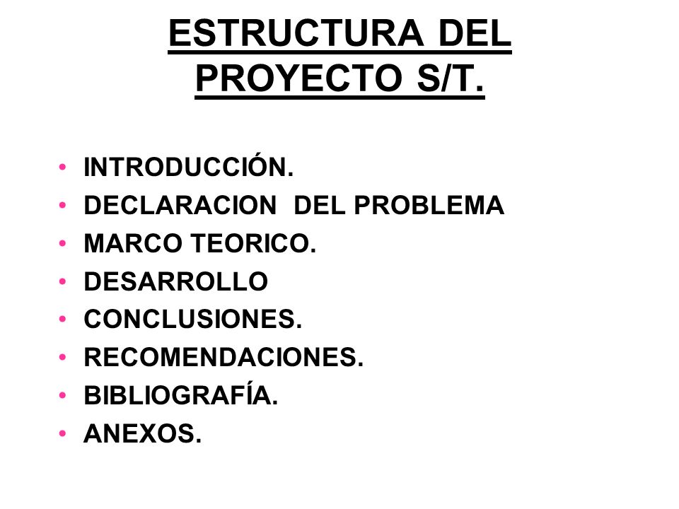 ESTRUCTURA DEL PROYECTO S/T.