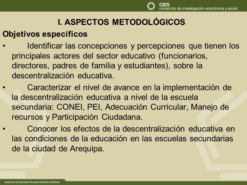 I. ASPECTOS METODOLÓGICOS