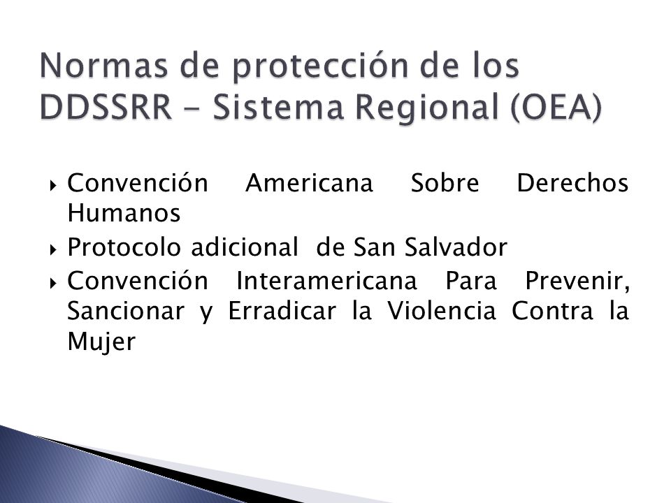 Normas de protección de los DDSSRR - Sistema Regional (OEA)