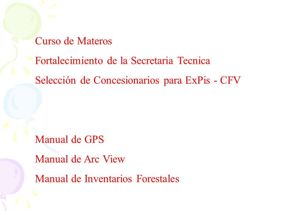 Curso de Materos Fortalecimiento de la Secretaria Tecnica. Selección de Concesionarios para ExPis - CFV.