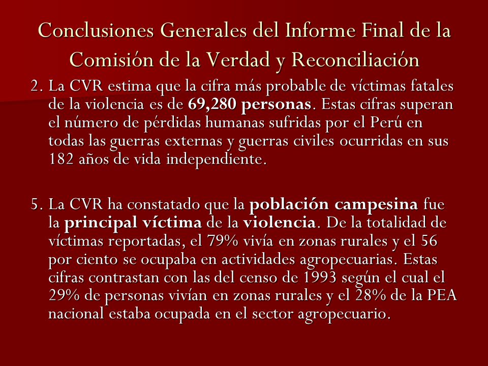 Conclusiones Generales del Informe Final de la Comisión de la Verdad y Reconciliación