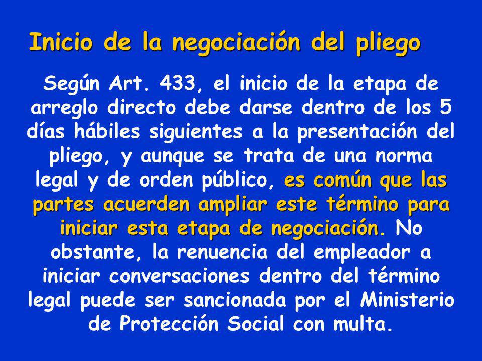 Inicio de la negociación del pliego