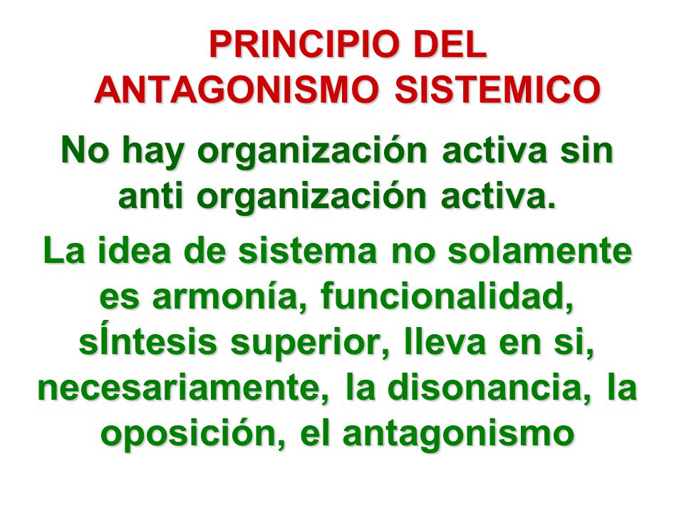 PRINCIPIO DEL ANTAGONISMO SISTEMICO