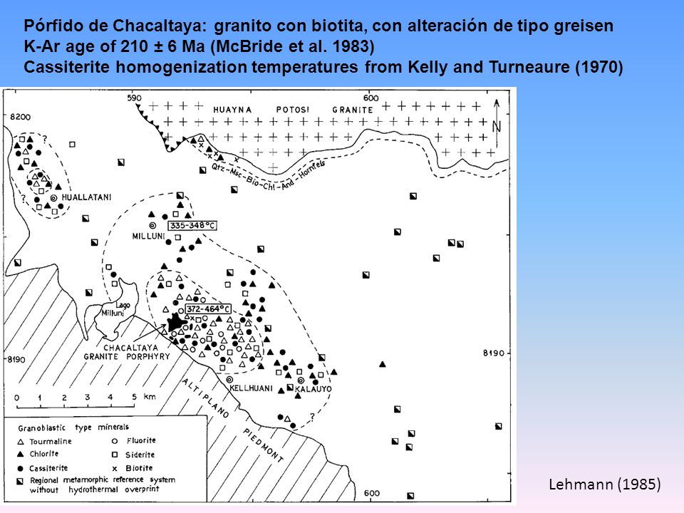 Pórfido de Chacaltaya: granito con biotita, con alteración de tipo greisen