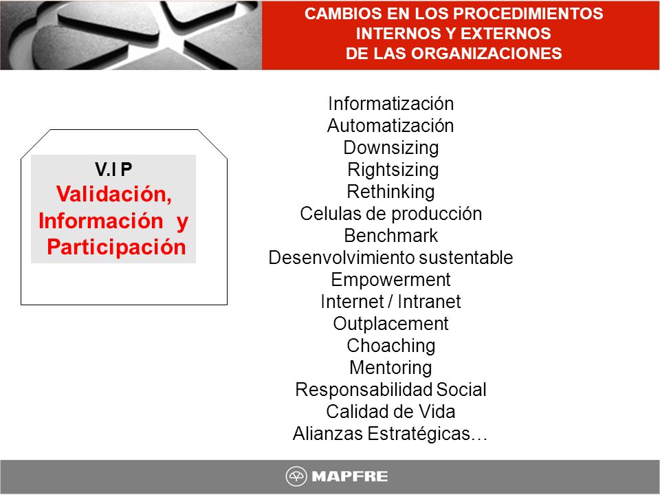 CAMBIOS EN LOS PROCEDIMIENTOS INTERNOS Y EXTERNOS