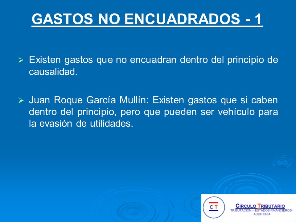 GASTOS NO ENCUADRADOS - 1